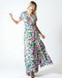 Robe portefeuille longue à manches courtes et imprimé multicolore