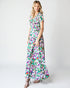 Robe portefeuille longue à manches courtes et imprimé multicolore