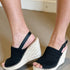 Sandales compensées à plateforme et bout ouvert en espadrilles noires