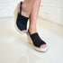 Sandales compensées à plateforme et bout ouvert en espadrilles noires
