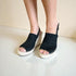 Sandales compensées à plateforme et bout ouvert en espadrilles noires
