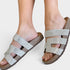 Sandalias de punta abierta con diamantes de imitación plateados