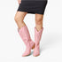 Botas vaqueras hasta la rodilla de cuero vegano en color rosa