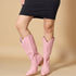 Bottes de cow-girl montantes en cuir végétalien rose