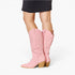 Botas vaqueras hasta la rodilla de cuero vegano en color rosa