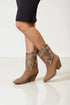Taupe Rhinestone Western Pointed-Toe Boots