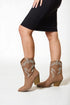 Taupe Rhinestone Western Pointed-Toe Boots