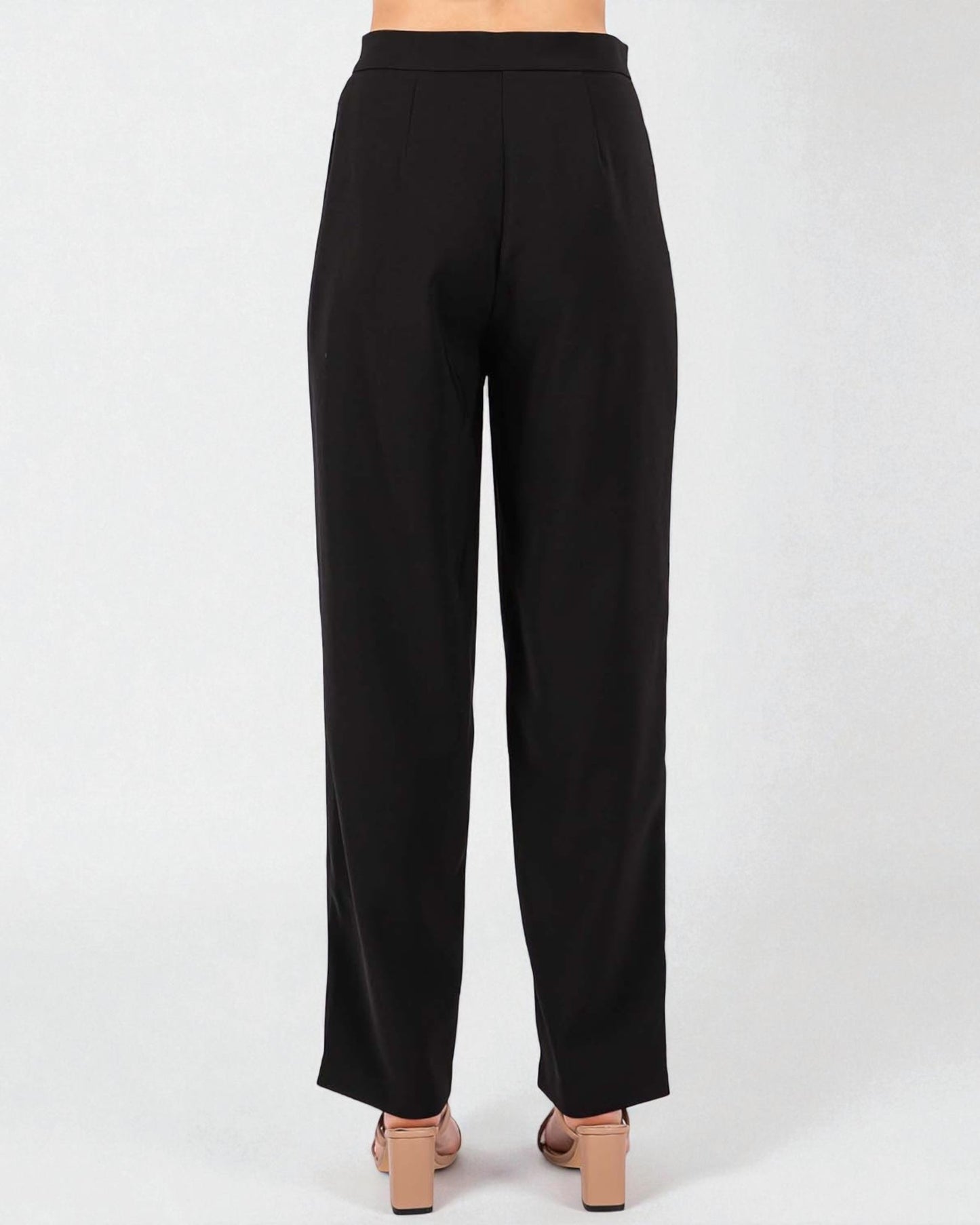 Black wide-leg pants on a white background