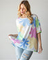 T-shirt ras du cou en tricot gaufré à fleurs en blanc cassé
