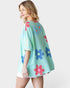 Neon Green Flower Print Waffle Knit Top