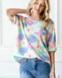 Pastel Floral Waffle Knit Oversized Top