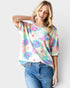 Camiseta oversize de punto gofre con estampado floral en amarillo menta