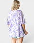 Camiseta oversize estampada de punto gofre en color lavanda
