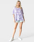 Camiseta oversize estampada de punto gofre en color lavanda
