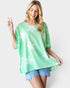 T-shirt oversize en tricot gaufré à motif étoilé en vert clair