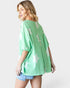 T-shirt oversize en tricot gaufré à motif étoilé en vert clair