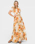 Orange Floral Wrap Maxi Dress