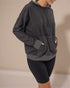 Sweat à capuche à manches longues brossé en anthracite