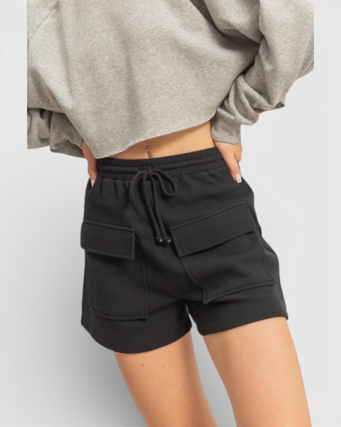 Black Crochet-Knit Shorts