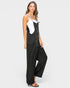 Black Button Front Wide Leg Jumpsuit