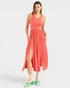Vestido midi sin mangas en coral especiado