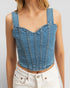 Light Wash Denim Corset Crop Top