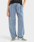 Light blue sweatpants worn by a person on a white background
