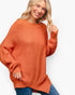 Pumpkin Mixed-Knit Oversized Sweater