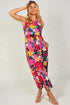 Robe mi-longue sans manches à imprimé floral jaune fuchsia en noir