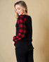 Black & Red Buffalo Plaid Sequin Reindeer Top