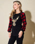 Black & Red Buffalo Plaid Sequin Reindeer Top