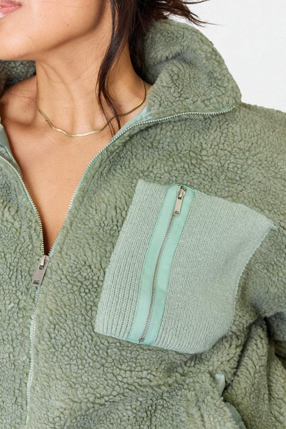 Sage Zip-Up Sherpa Fleece Jacket