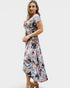 Taupe Floral Wrap Maxi Dress