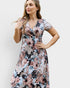 Taupe Floral Wrap Maxi Dress
