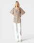 Khaki Spotted Flutter Sleeve Blouse