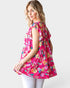 Fuchsia Floral Ruffle Sleeve Babydoll Top