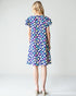 Robe mi-longue à manches à volants avec poches à fleurs bleu marine