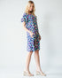 Robe mi-longue à manches à volants avec poches à fleurs bleu marine