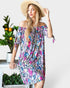 Multi Snake Print Off Shoulder Dress