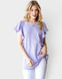 Lavender Ribbed Ruffle Sleeve Top