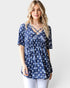 Top babydoll de manga corta con estampado de estrellas en azul marino
