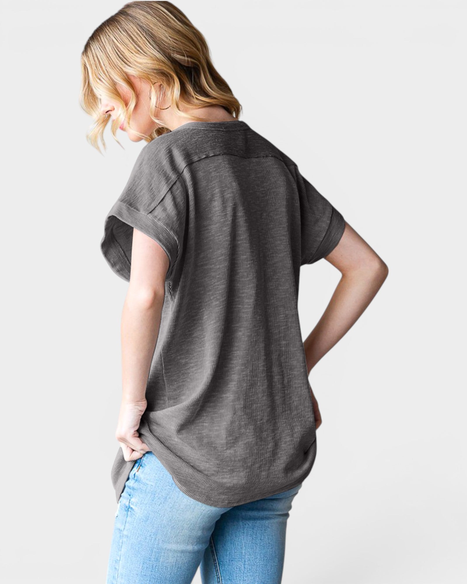 T-shirt ras du cou à manches courtes en anthracite