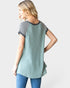 Sage Waffle Knit Stripe Sleeve Tee