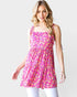 Fuchsia Floral Tie Shoulder Tunic Top