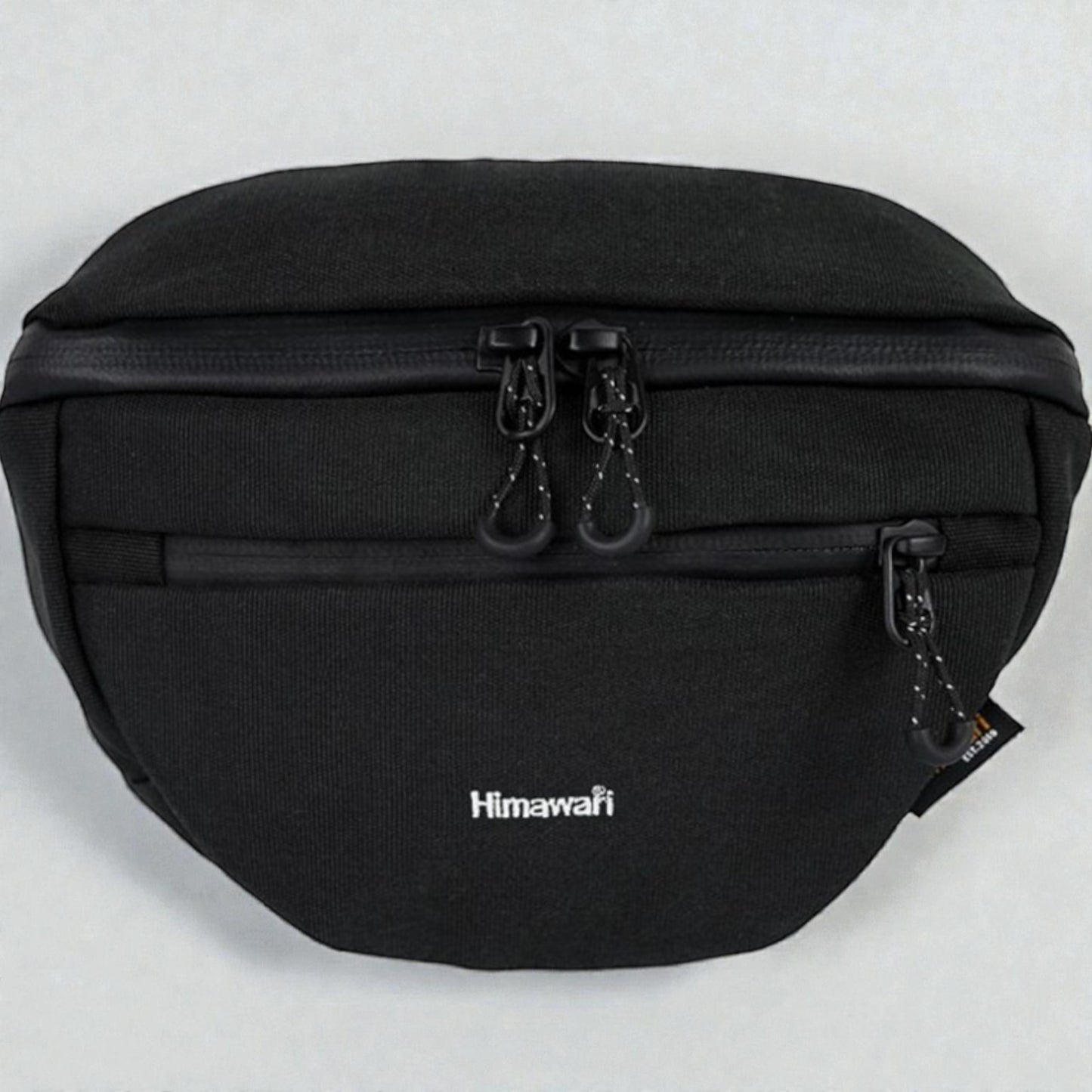 Black waist bag with 'Himawari' branding on a light gray background