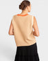 Pull sans manches à col ras du cou contrasté en taupe multicolore