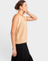 Pull sans manches à col ras du cou contrasté en taupe multicolore