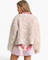 Chaqueta Sherpa con volantes en color beige ceniza