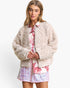 Chaqueta Sherpa con volantes en color beige ceniza