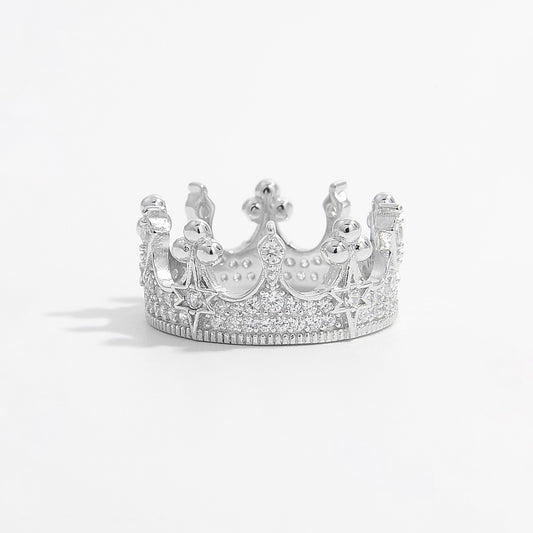 Silver Crown Shape Zircon Ring